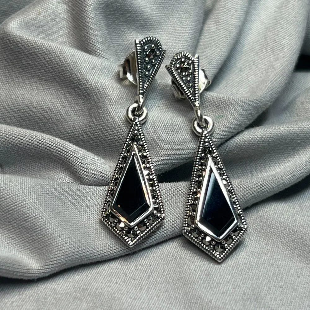 **SOLD***Sterling Silver Drop Kite Earrings Dangle Earrings for Women 925 Silver - Picture 6 of 10